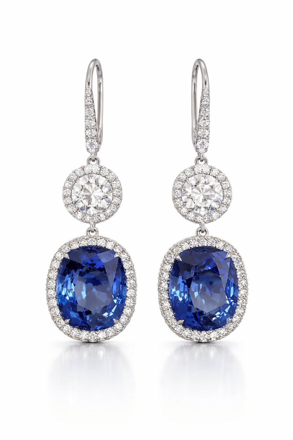 Oval Sapphire Diamond Earrings